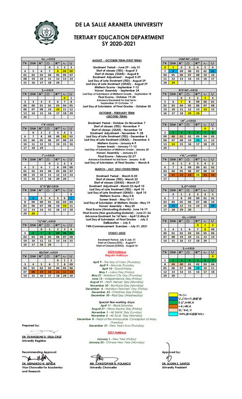 Lasalle Academic Calendar